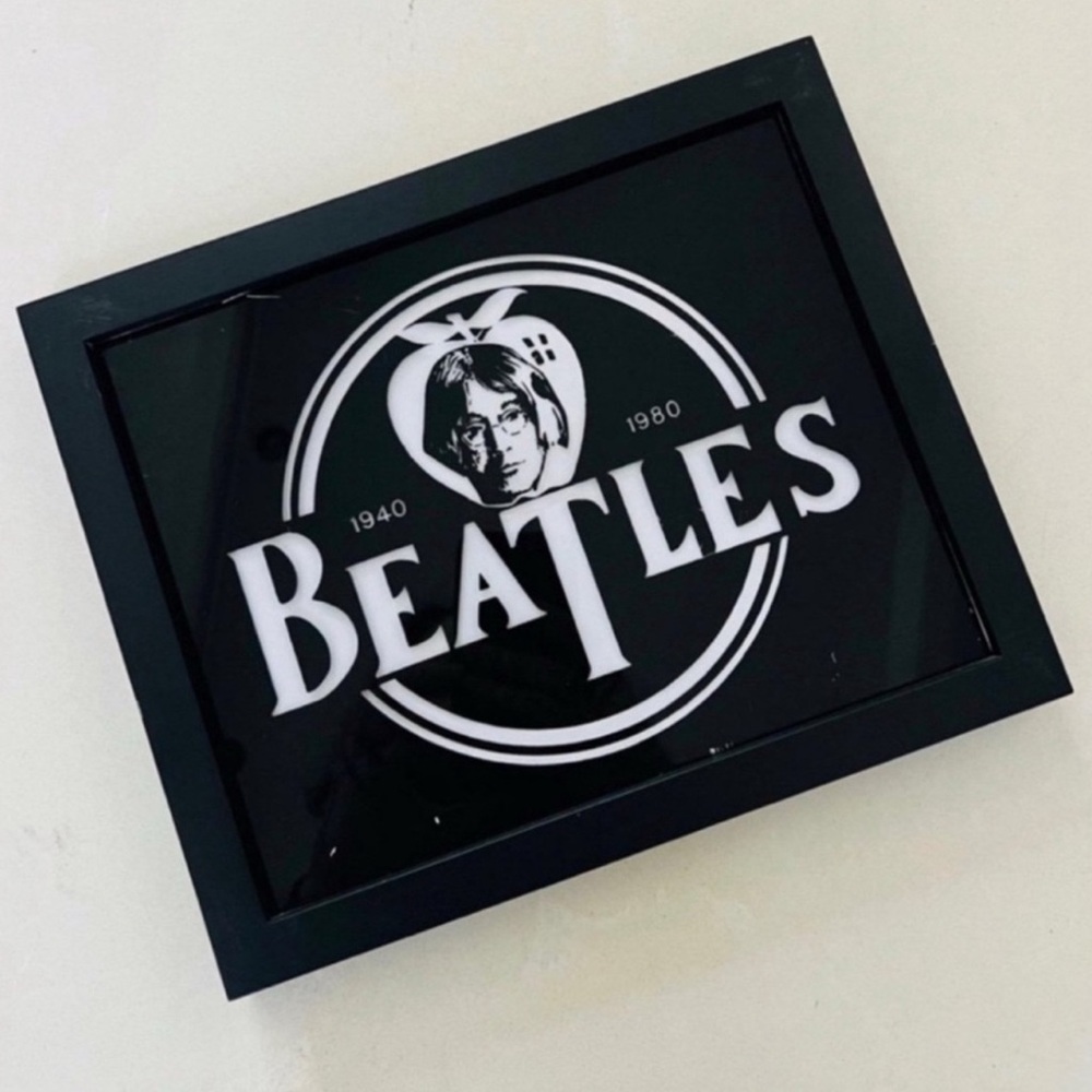 Vintage 80s The Beatles Framed Carnival Mirror
